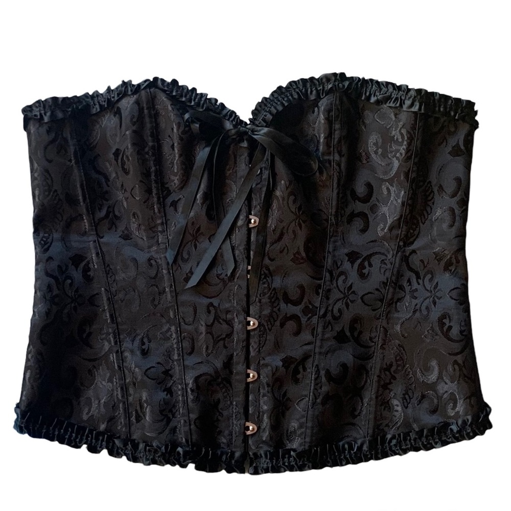 Floral Black Ribbon Corset